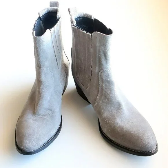 Splendid Grey Suede Leather Western Cowgirl / Cowboy Ankle Boots / Booties Sz. 8 - Picture 4 of 16